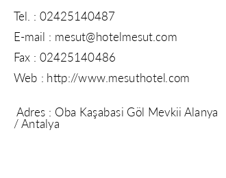Mesut Hotel iletiim bilgileri